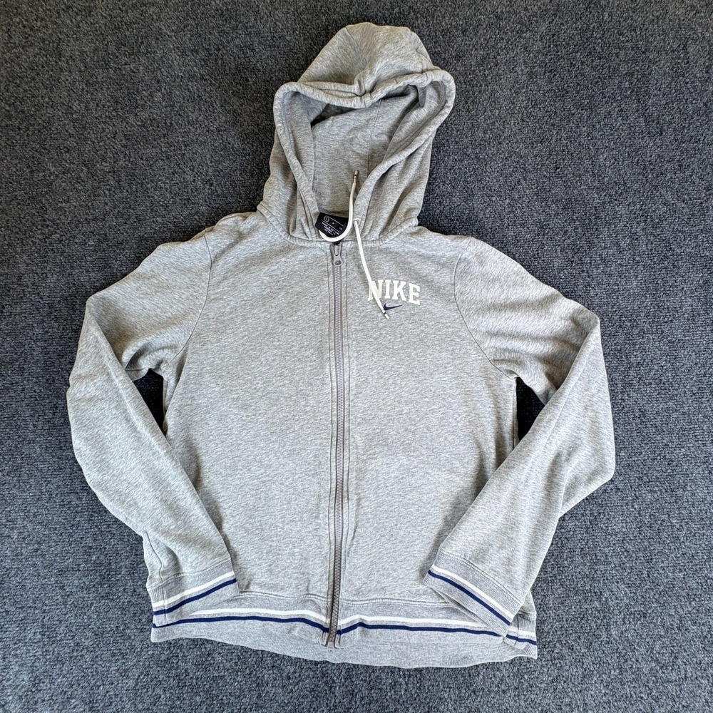 Nike Sportswear Hoodie Womens Small Heather Gray Fleece Lined Cotton‎ Full Zip